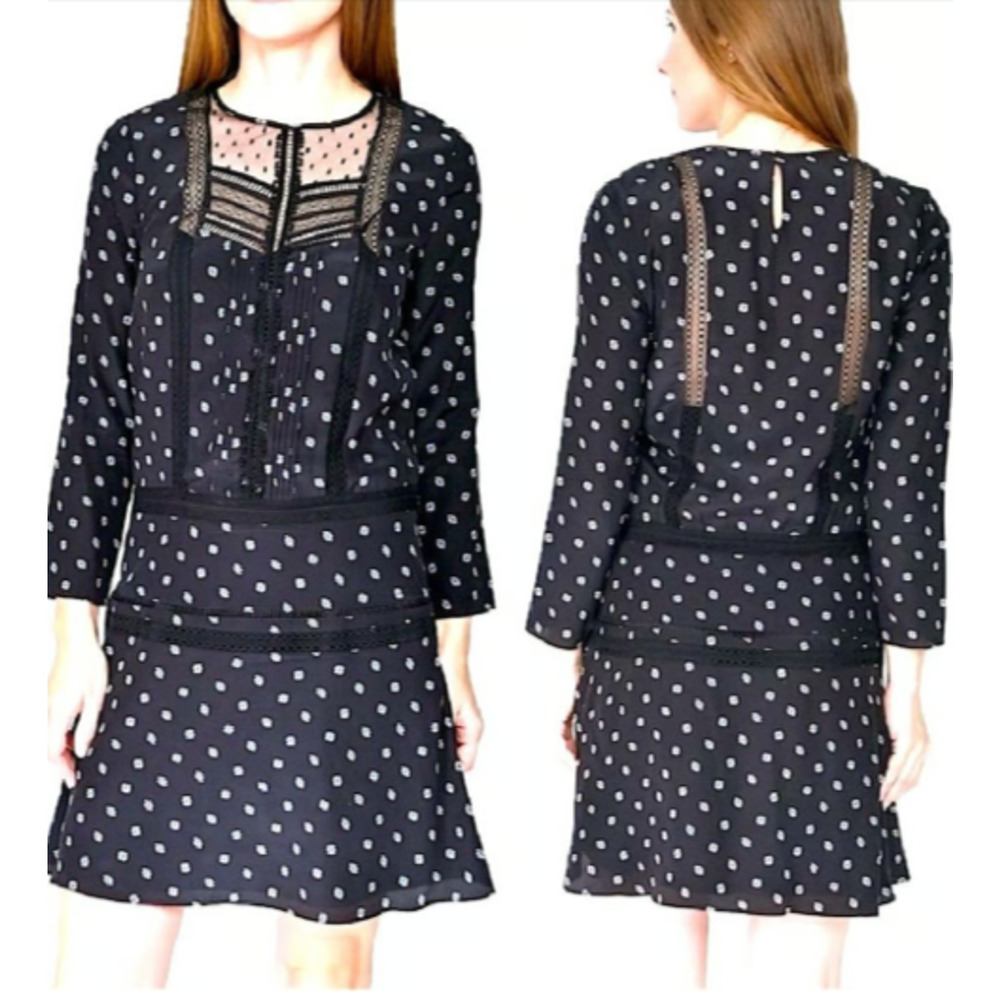 VERONICA BEARD Jasmine Lace Inset Dress Black Women's Sz 6 MSRP $650